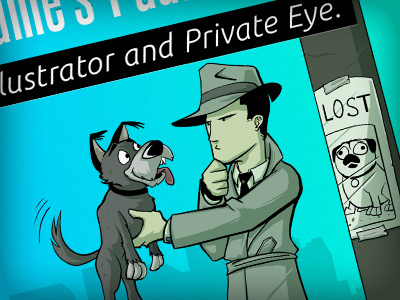 Lost Dog detective dog illustration private eye pug