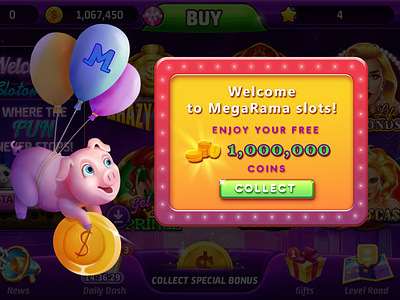 slots game UI welcome banner