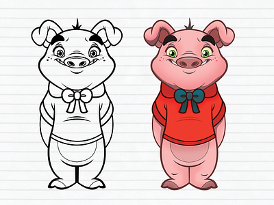 Piggie animal animals cartoon character design colored concept cute vector