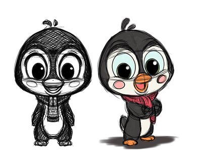 Cute Penguin by AndyToonz Studios character design concept cute drawing sketch