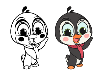 Penguin by AndyToonz Studios character design concept cute drawing sketch