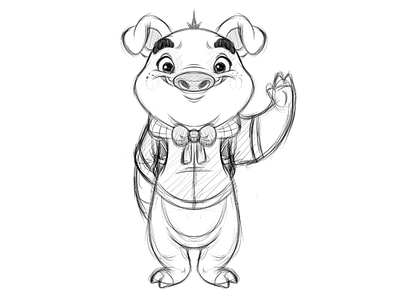 Piggie by AndyToonz andytoonz animal cartoon character design cute drawing pencil sketch sketchbook pro