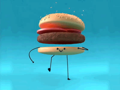 Burger Walk 3d 4d animation c4d character cinema design gif loop walk