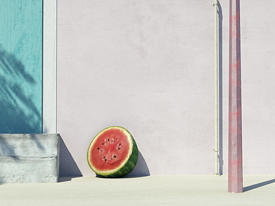 Watermelon Day! 3d flat fruit melon minimal minimalist photography render watermelon
