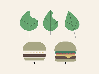 Gluttony Elements 2d burger design flat food graphic graphics illustration illustrator junk leaves