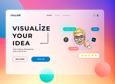 Visualize your idea design desktop glassmorphism ui web website