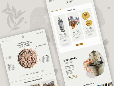The Roman Bath Spa website design desktop museum renaissance roman statue ui web website