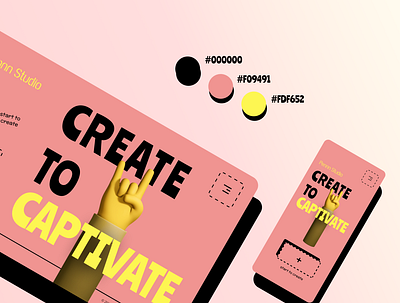Pennn Studio Website canva design desktop illustration mobile pink retro shadow ui web website yellow