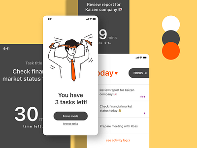 Productivity App ByCallum app design fun illustration mobile app orange productivity ui vector yellow