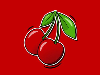 Vector Art Style Red Cherry design icon illustration logo vector