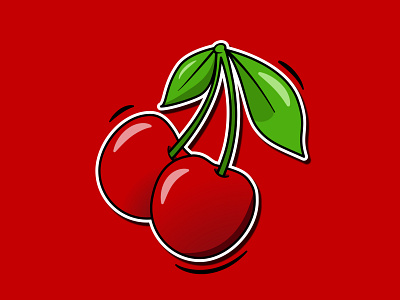 Vector Art Style Red Cherry