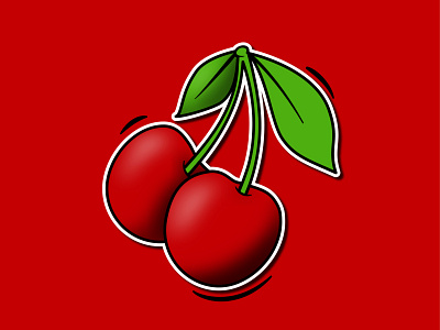 Realistic Style Red Cherry graphic design icon illustration realistic coloring vector