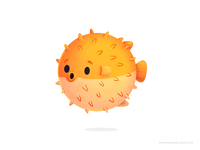 Puffer fish cartoon characters children cute fish illustration kawaii kidlitart kids mexico ocean oceano orange personajes pez globo procreate pufferfish