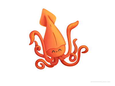 Squid calamar cartoon character children cute illustration kidlitart kids mexico orange procreate squid