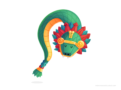 Quetzalcoatl aztecs cartoon cartoons character children cute gods history illustration kidlitart kids mexico procreate quetzalcoatl