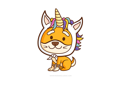 Most special dog bestfriend cartoon character children cute dog hiro illustration kidlitart shiba inu special sticker unicorn vector