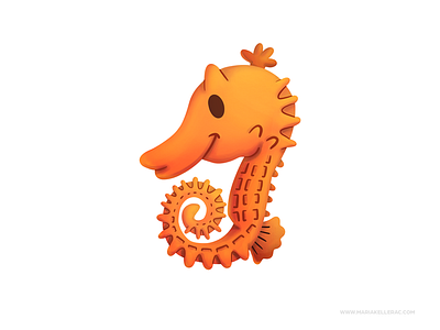 Seahorse caballo de mar cartoon character children cute illustration ilustracion kidlitart kids mexico ocean orange procreate seahorse