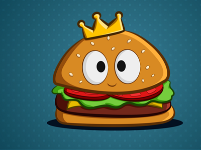 The true burger king burger cartoon character illustration king vector