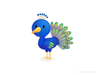 Peacock birds blue cartoon character cute illustration ilustracion kidlitart kids mexico pavoreal peacock procreate