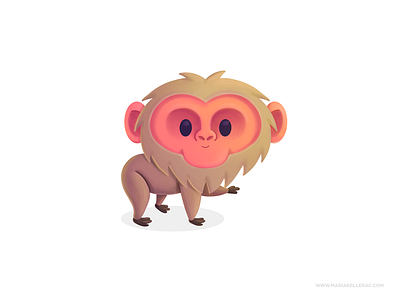 Japanese Macaque ape cartoon character children illustration ilustracion japan kidlitart kids macaque mexico procreate