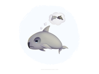 Lonely cartoon character children cute extinction illustration ilustracion kidlitart kids lonely mexico ocean procreate vaquita vaquita marina