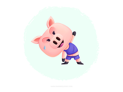 Get in shape cartoon cerdo character children cute exercise gym illustration ilustracion kawaii kidlitart kids mascot mexico pig sweat