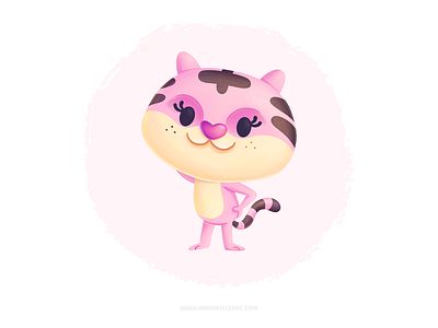 Pink Tiger cartoon character cute funny illustration ilustracion kawaii kidlitart kids mascot mexico pink plush tiger と ら