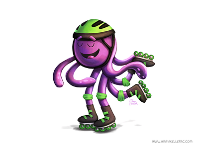 Skating Octopus caricaturas cartoons characters illustration kids mexico octopus patines pulpo skates