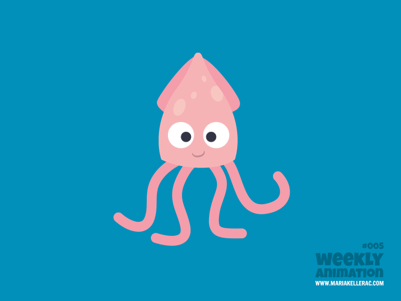 Squid animacion animation calamar character mexico squid swim