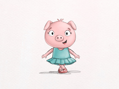Another kind of beauty beauty cerdo children cute dancing illustration kids pig pretty sketch