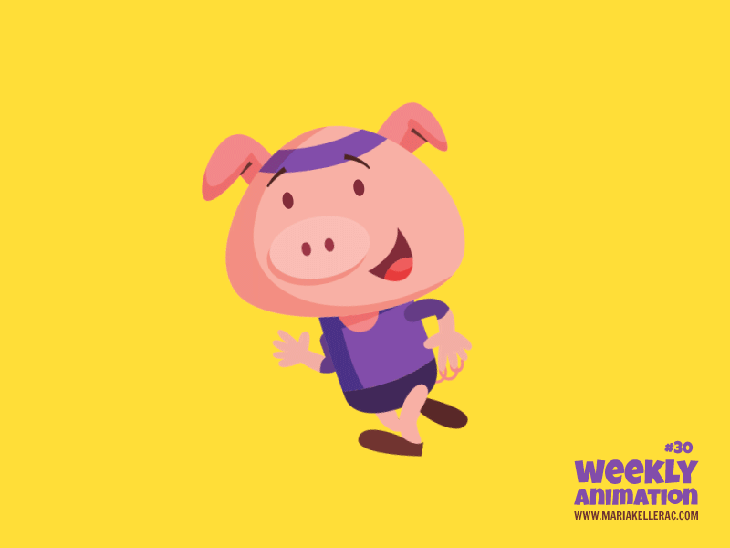 Running pig animacion animation cerdo character exsercise illustration mexico pig run