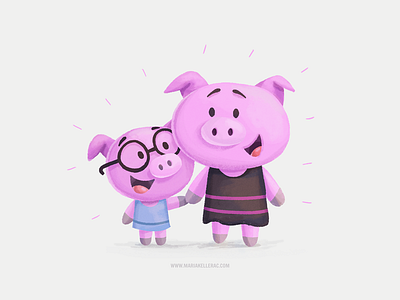 Sister love amor cerdos hermanas illustration love mexico pigs sisters