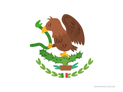 Mexico's coat of arms cartoon coeat of arms eagle escudo flag illustration mexico seal snake