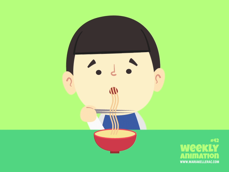 Noodle kid animacion animation cartoon children comida eat fideos illustration kids mexico noodles