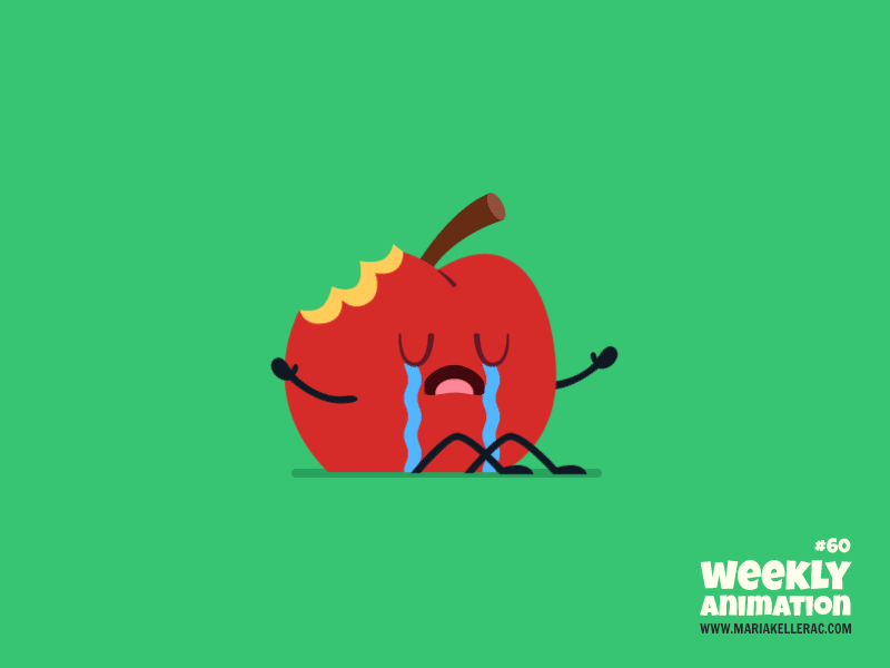 Sad Apple animacion animation apple caricatura cartoon characters comida cry food llanto manzana mexico