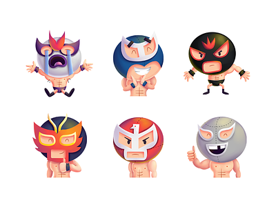 Lucha Libre iOS Sticker Pack emotions fight illustration ilustracion ios libre lucha luchadores mexico pack stickers