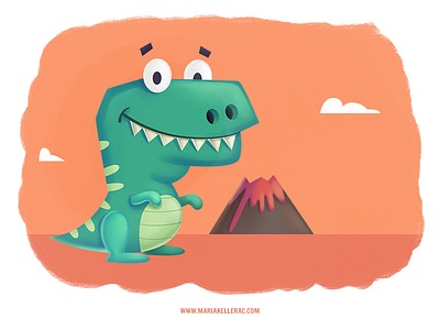 Dino books children cute dinosaur illustration kids mexico small volcano