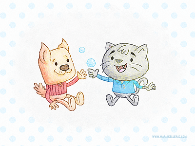 Bubbles bubbles cat characters children cute dog friendship illustration kids mexico