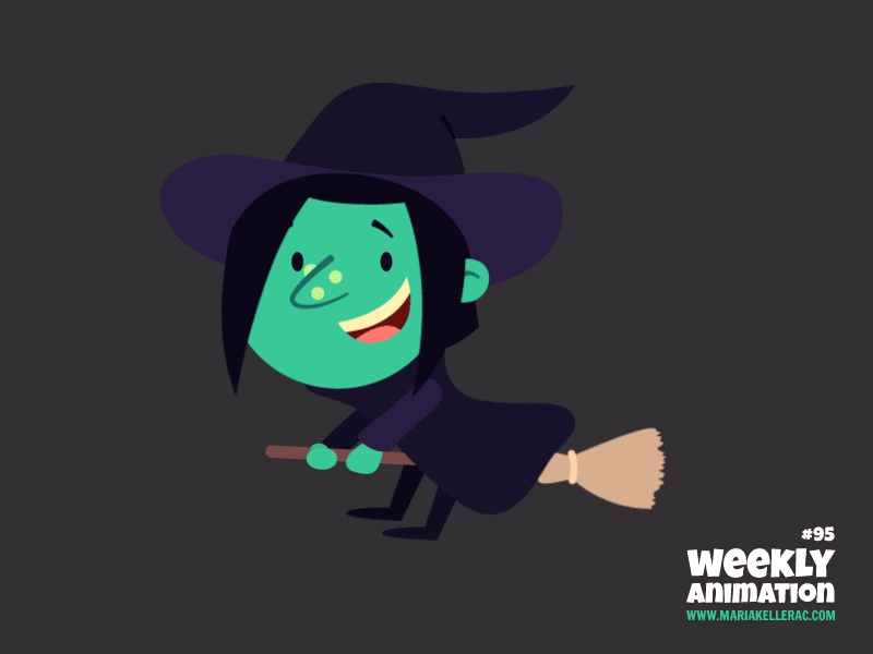 Witch animation baby bruja children flying halloween kids mexico witch