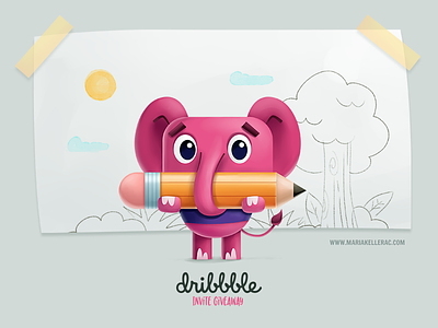 Dribbble invite giveaway children draft draw dribbble elephant giveaway illustration invite kids mexico sketch