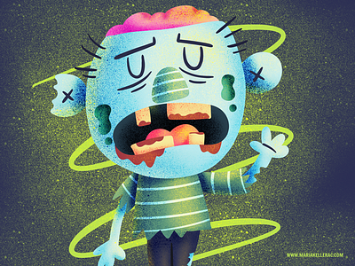 Zombie brains cartoon character cute halloween illustration kidlitart kids mexico zombie