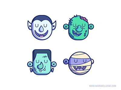 Halloween Monsters frankenstein halloween icons illustration mexico monsters mummy vampire vector zombie