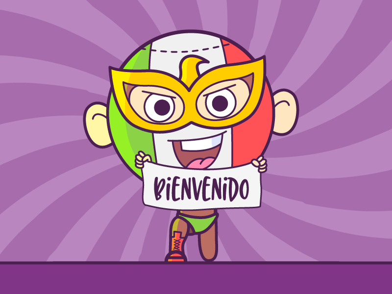 Bienvenido animacion animation app design gif illustration izit luchador mexico welcome