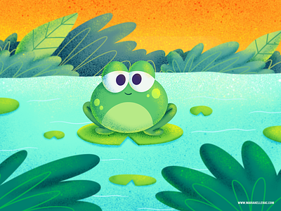 Chilling on the pond cartoon character children children book illustration frog illustration kidlitart kids mexico pond procreate rana