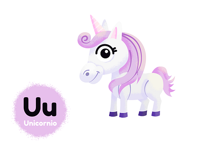 U de unicornio characters children colour cute drawing education illustrator kawaii kidlit kids learning mexico spanish u unicorn unicornio vector vectorart vowles