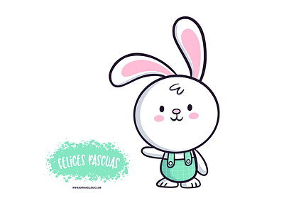 Felices Pascuas bunny cartoon character children conejo cute easter happy easter illustration kidlitart mexico pascua procreate rabbit
