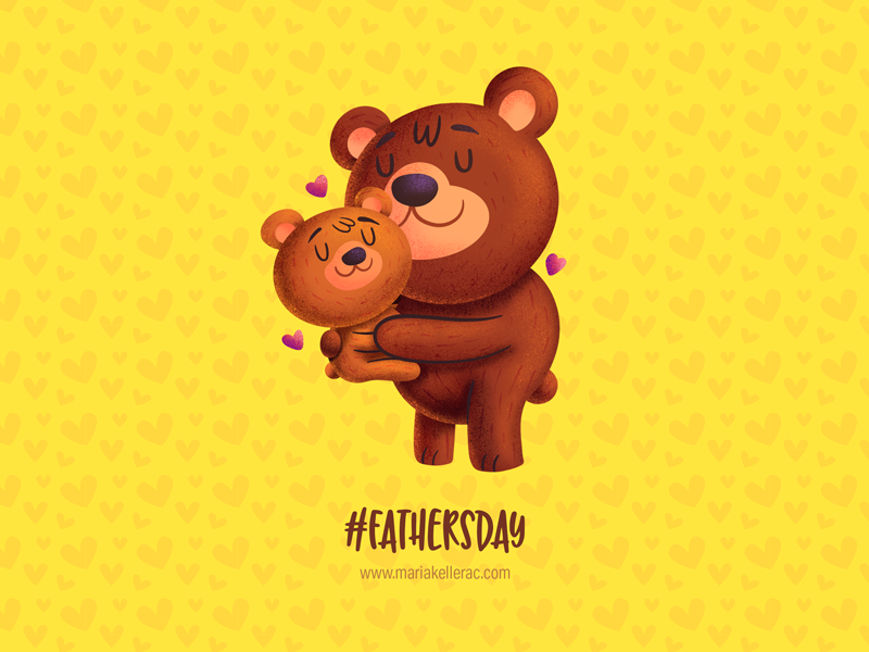 Father's Day 2019 hashtag mexico children kids cute procreate illustration kidlitart love oso hug cartoon bear fathersday father
