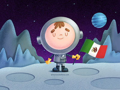 Mexican Astronaut astronaut astronauta cartoon characters children cute illustration imagination kawaii kidlitart kidlitartist kids mexico procreate space