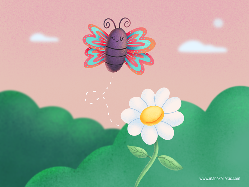 Butterfly cuteart flower spring kawaii mexico children kidlitart kids cartoon butterfly procreate illustration