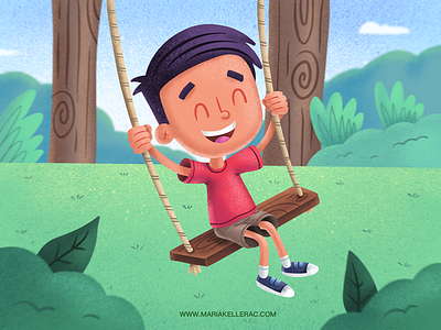 Fun artmash book illustration children cuteart illustration ipadpro kidlitart kids mexico park procreate swing